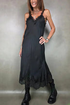 Retro knitted slit two-piece long skirt