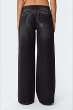 Loose Wide Leg Fashion Printed Denim Jeans