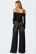 Loose Wide Leg Fashion Printed Denim Jeans