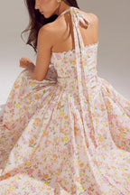 Halter Neck Slim Strap Floral Dress