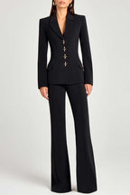 Metal Button Long Sleeve Blazer