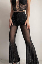 Rhinestone High Waist Bootcut Pant