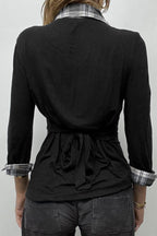 Knit Camouflage Fitted Long Sleeve Blouse
