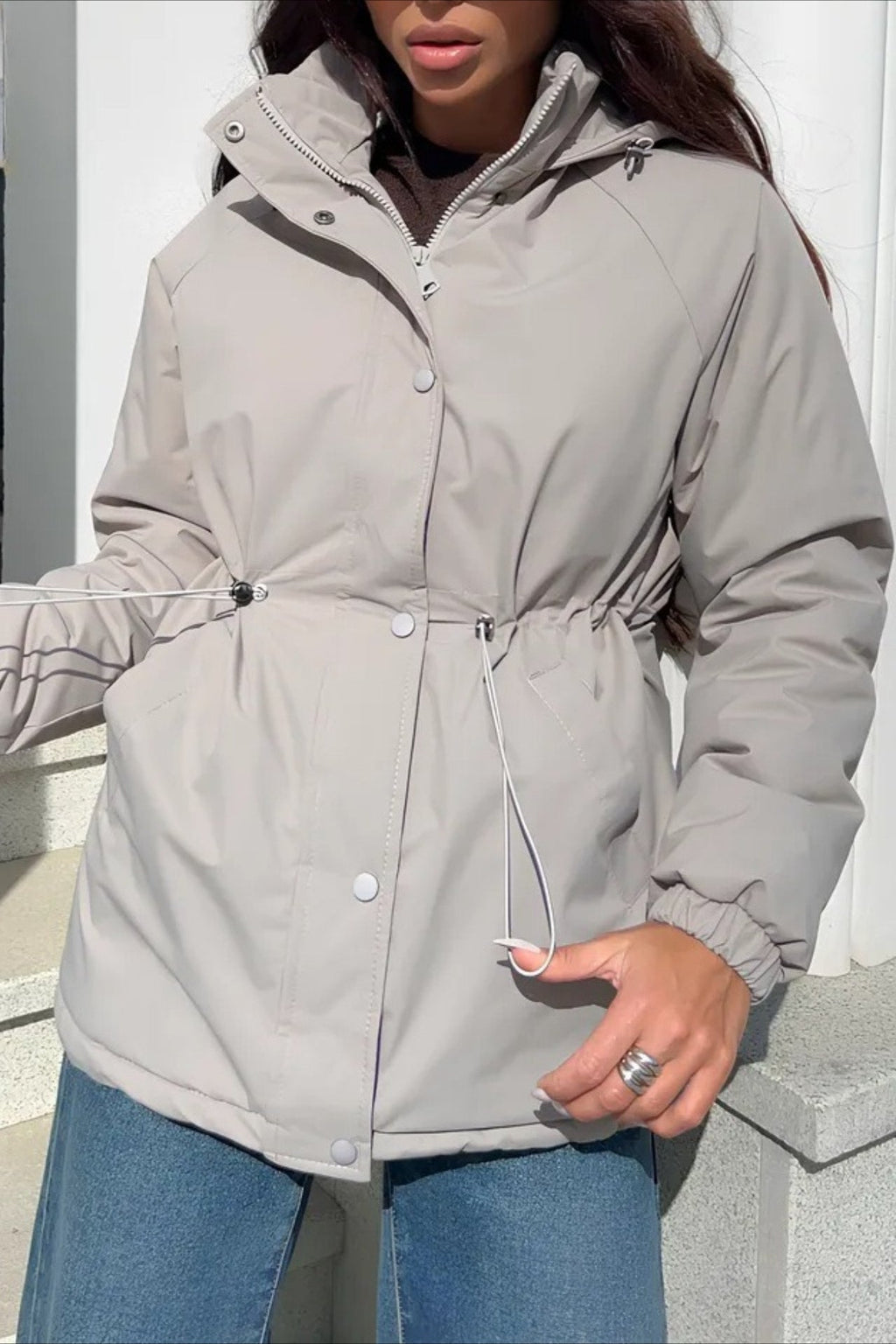 Drawstring Waist Leisure Outdoor Sports Mountaineering Jacket