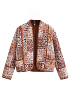 Fashion Printed Loose Casual Cardigan Short Quilted Cotton Jacket