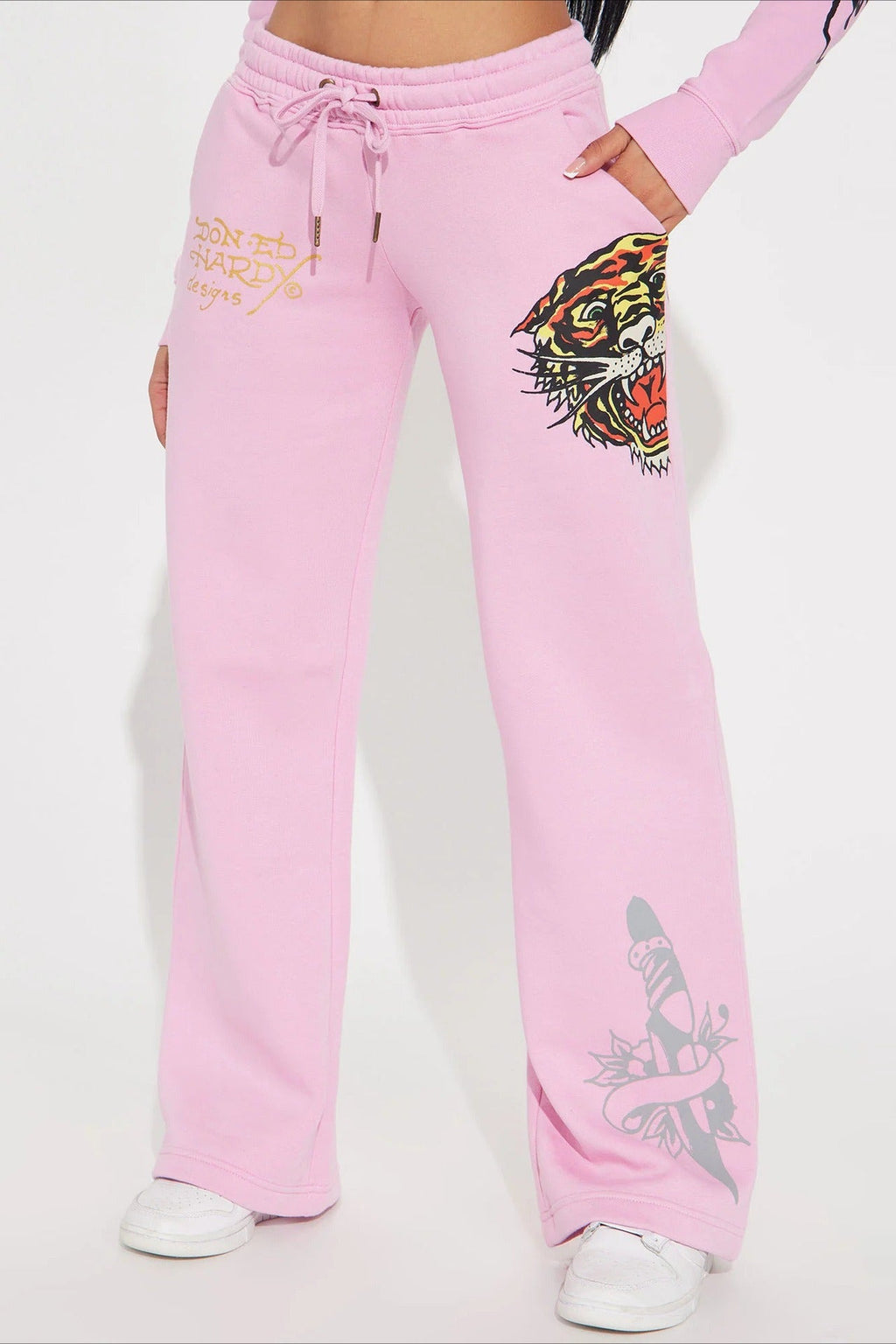 Color Block Print Slim Crop Two Piece Set