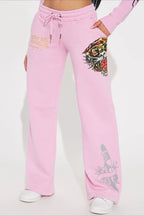 Color Block Print Slim Crop Two Piece Set