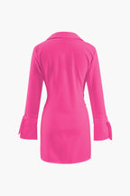 Deep V-neck Wrap Mini Shirt Dress