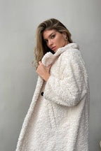 Elegant Office Lapel Plush Long Sleeve Coat