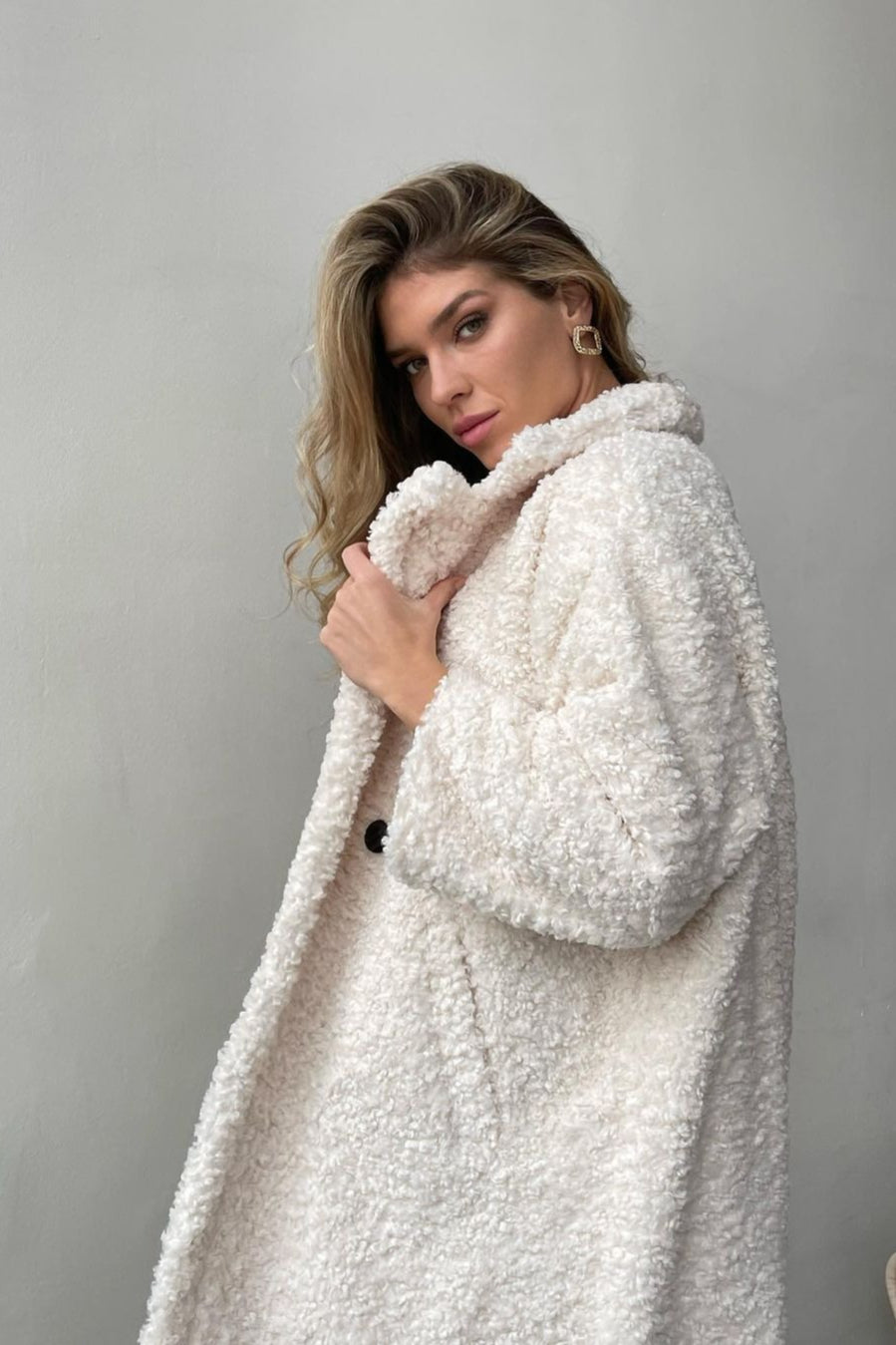 Elegant Office Lapel Plush Long Sleeve Coat