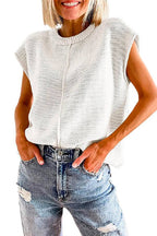 Crewneck Cap Sleeves Pullover Sweater