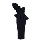 Party Formal Cocktail Evening off - Shoulder Ruffled Backless Dinner Dress