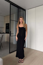 Solid Tie Waist Cami Maxi Dress