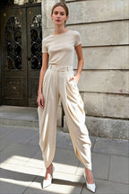 HighWaisted Loose Drapey Ruched Pants