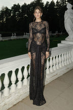 Sexy Ruched Long Sleeve Lace Dress