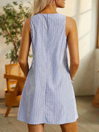 Emelina Striped Sleeveless Dress for Women Elegant Evening Look