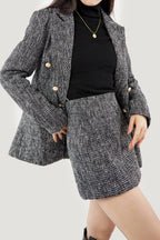 Black Lapel Collar Houndstooth Blazer
