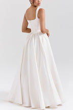 Kara Premium Wide Straps, Corset, Solid Color Maxi Dresses, White Statement Occasion Edit