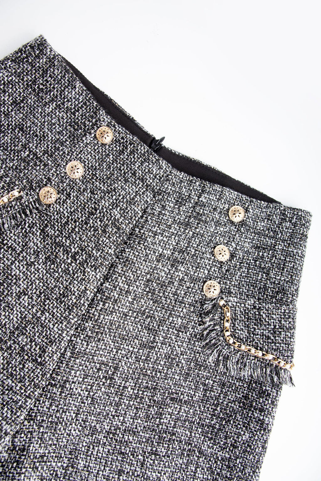 Dim Grey Button Decor A-Line Shorts