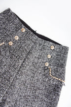 Dim Grey Button Decor A-Line Shorts