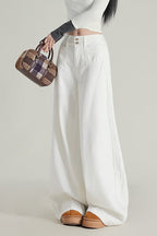 Wide Leg Flare High Waist Fleece Lined Jeans