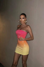 Multichrome Sequin Strapless Birthday Dress