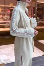 Sequined Drawstring Waist Suit