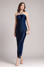 Fringe Halter High Slit Maxi Dress