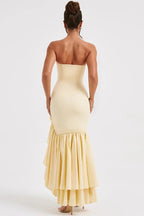 Lindsay Exclusive Off Shoulder Maxi Dress with a Slim Fit and Irregular Hem Elevated Occasion Wear