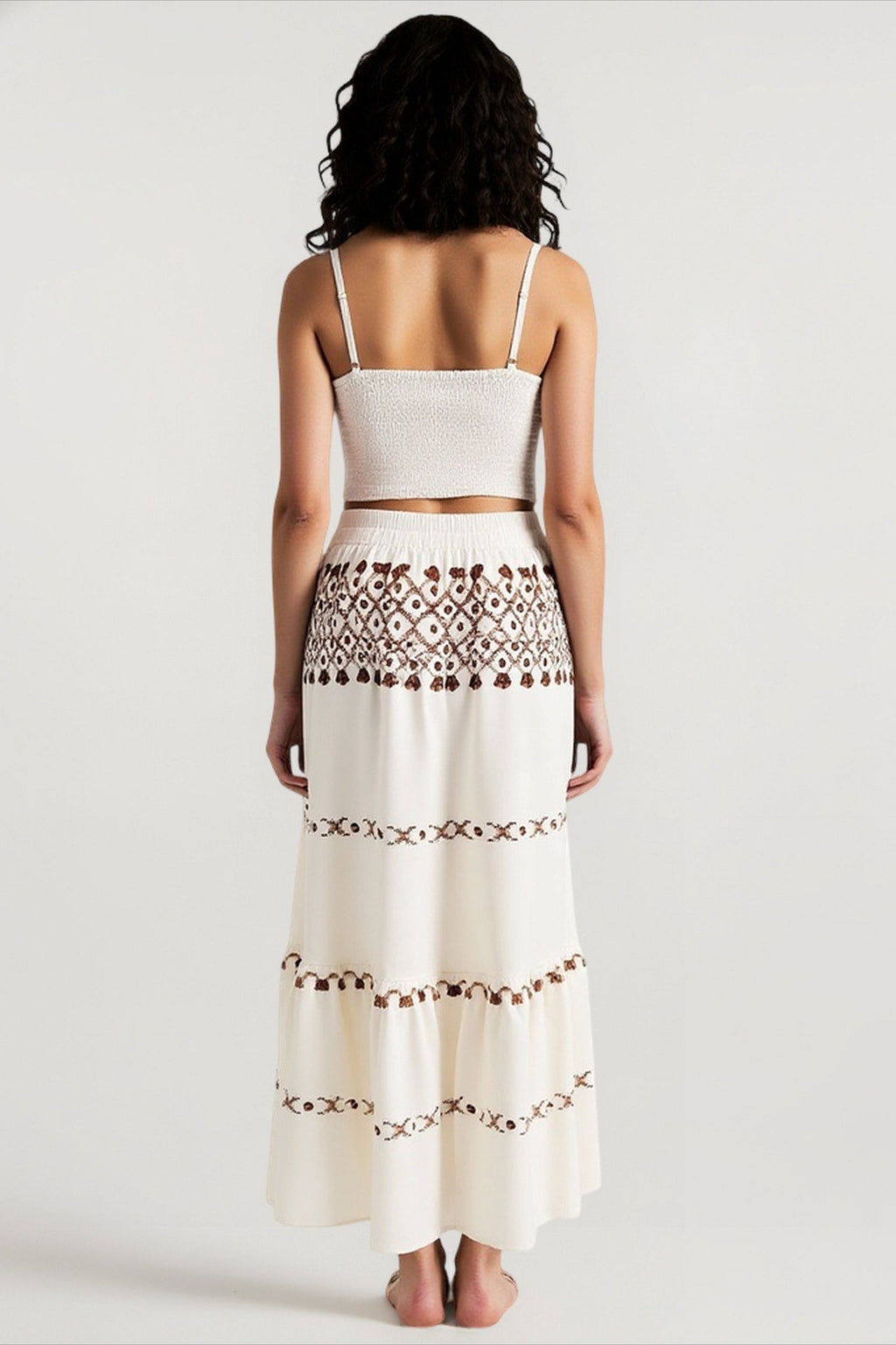 Bohemian vacation positioning printed beach women's suit, fringed w...