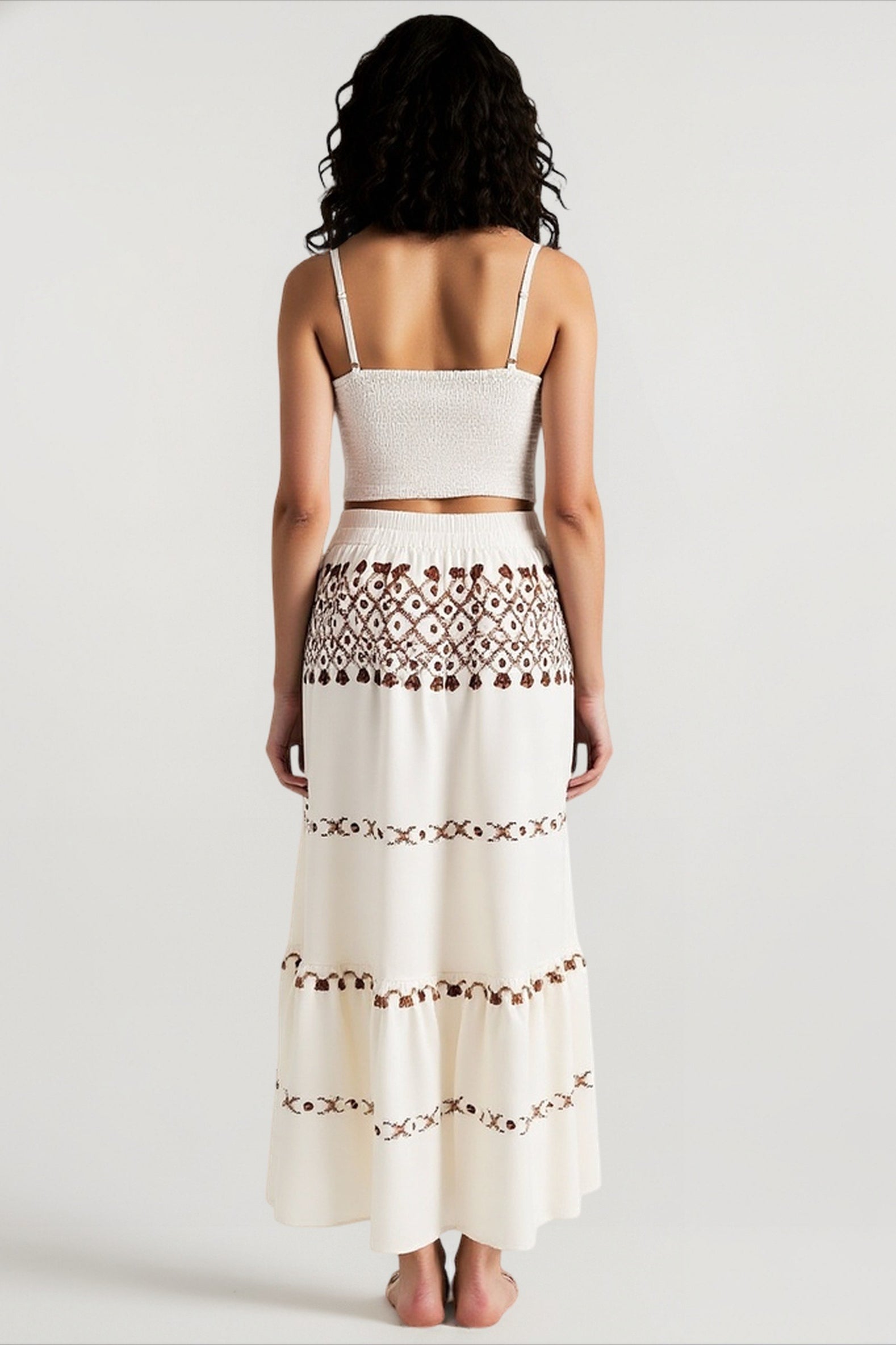 Bohemian vacation positioning printed beach women's suit, fringed w...