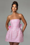 Bow Detail Jacquard Mini Birthday Dress