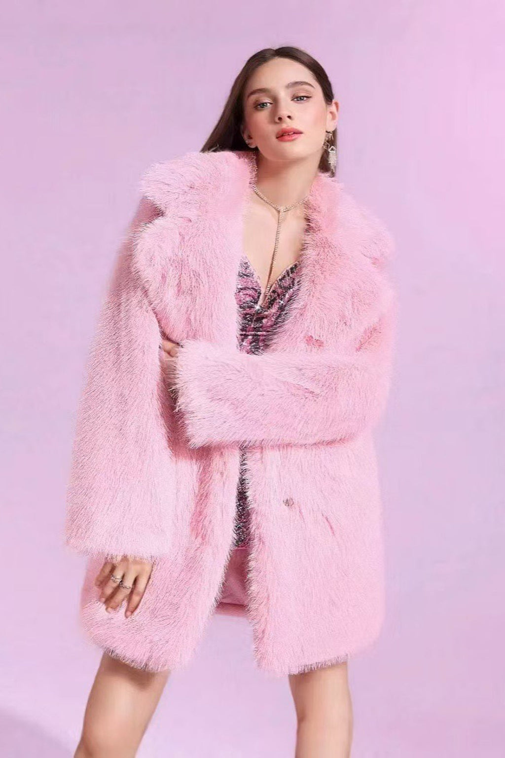 Solid Color Plush Trench Overcoat