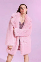 Solid Color Plush Trench Overcoat