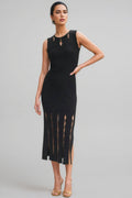 Breclk Beaded Openwork Sleeveless Midi Dress