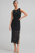 Breclk Beaded Openwork Sleeveless Midi Dress