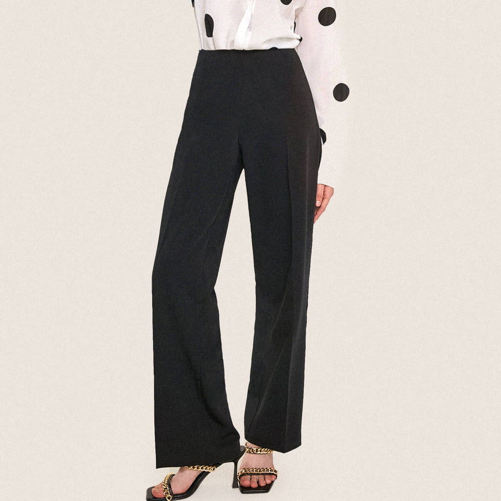 Black Tie Waist Straight Leg Pants