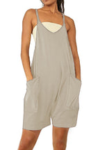 Zip pocket suspenders jumpsuit