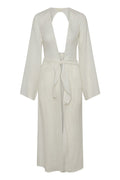 Emily Cotton Linen Blend Free Lace-up Backless Beach Cover-up