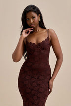 Backless Bodycon Cami Maxi Lace Dress
