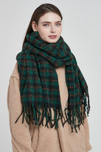 Oversized Fringe Plaid Scarf