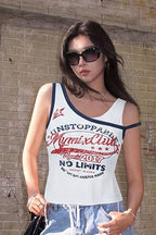 Letter Print Color Block Tank Top