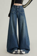 Wide Leg Flare High Waist Fleece Lined Jeans