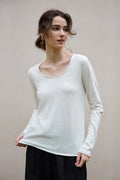 Linen Cotton Rolled Edge Knit Top
