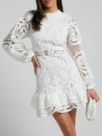 Sara Chic Long Sleeved Lace Mini Dress Designer Edit
