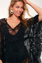Lace Mesh Embroidered Pullover Cover Up