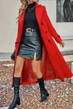 Wool Blend Lapel Double Breasted Chic Overcoat
