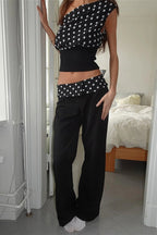 High Waist Slim Printed Casual Pants