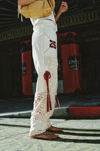 Rockaway Crochet Panels Bow Detail Elastic Waist Pocket Pull-On Craft Pants