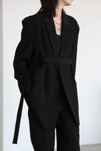 Deconstructed Wide Lapel Draped Blazer